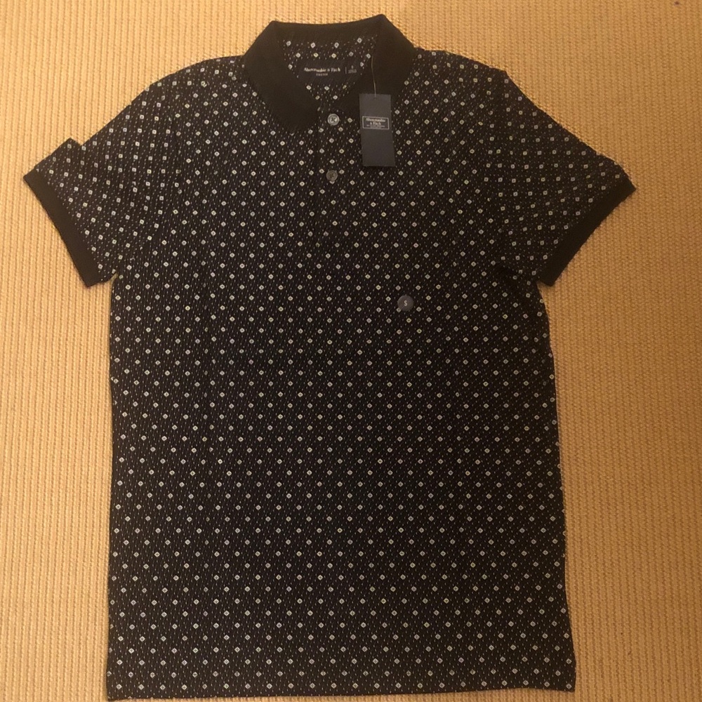 Abercrombie & Fitch Black Polo with White Dot Print